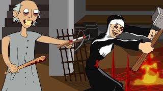 GRANNY THE HORROR GAME ANIMATION #22 : EVIL NUN Vs Scary Granny DAY 2