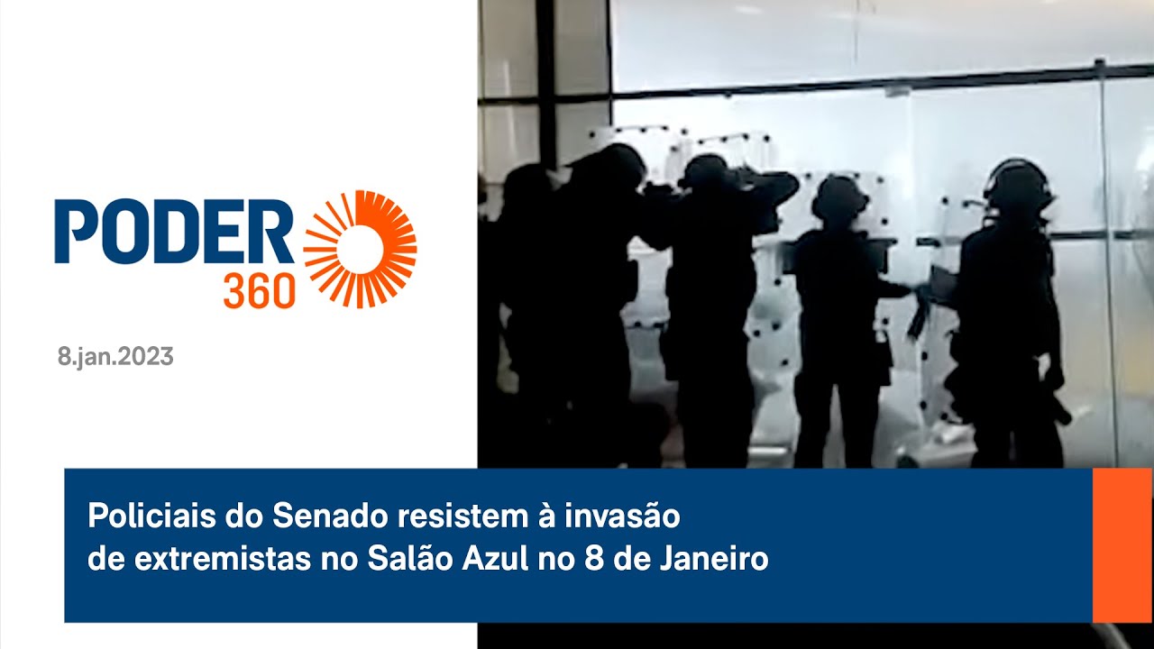 Policiais do Senado resistem à invasão de extremistas no Salão Azul no 8 de Janeiro