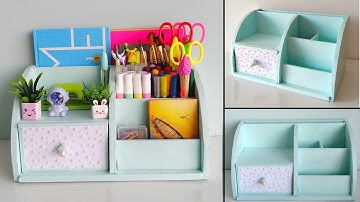 DIY Desk Organizer | Waste Paper Craft | Handmade Pen Holder & Organizer Box | Easy Art Ideas