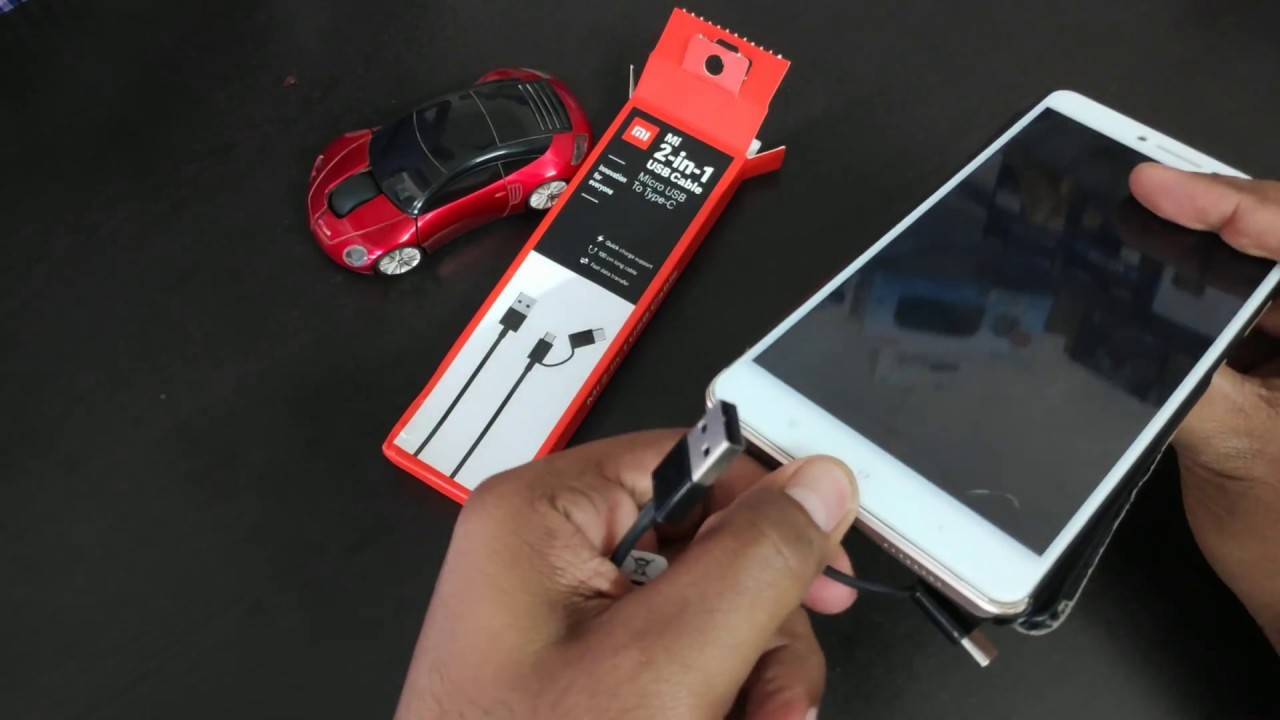 Mi 2 in 1 USB Cable | Micro USB to Type-C | Supports Quick Charge | Safe Charging Cable