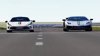 Ferrari F8 Tributo vs Lamborghini Aventador SV at Palanga Circuit