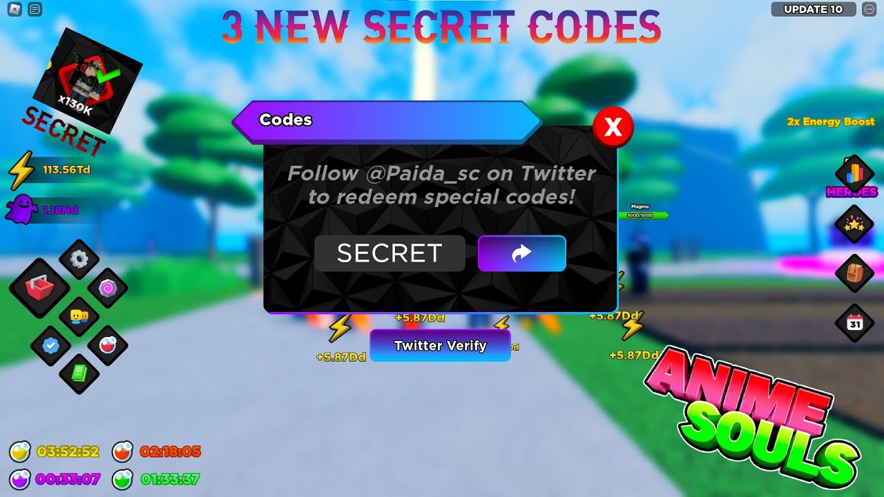 3 NEW SECRET CODES IN ANIME SOULS SIMULATOR (update 10.5) - YouTube
