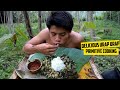 primitive survival cooking - eating delicious primitive technology