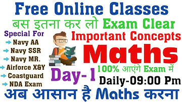 Day-1 Maths Most Important Concepts and Questions || 40 Days Free Online Classes For Airforce Navy||