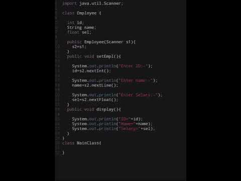 Java Program for Employee using Class and Object - YouTube