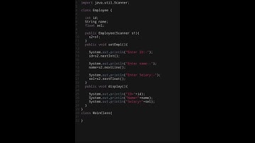 Java Program for Employee using Class and Object