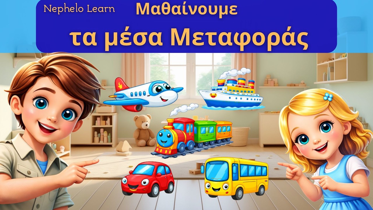 Μαθαίνουμε τα μέσα μεταφοράς 🚗🚌🚂✈️🚢 | Ο Βασίλης μαθαίνει στην Ελένη