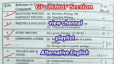 ||Exam pattern Questions||Alternative English ||Chse ||plus two second year Arts,Com and Science||