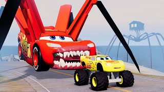 Epic Escape From Monster McQueen Eater, Iphone Eater, Lightning McQueen Eater Giant Bot in BeamNG