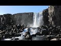 Thingvellir  waterfall -  National Park Iceland ( Öxarárfoss ) 4K