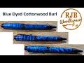 Blue dyed cottonwood blank on a blue titanium cigar kit