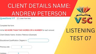 Client Details Name  Andrew Peterson  Listening Test 07