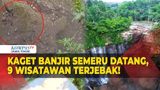 Detik-detik Wisatawan Terjebak di Dasar Air Terjun saat Banjir Lahar Hujan Gunung Semeru Menerjang!