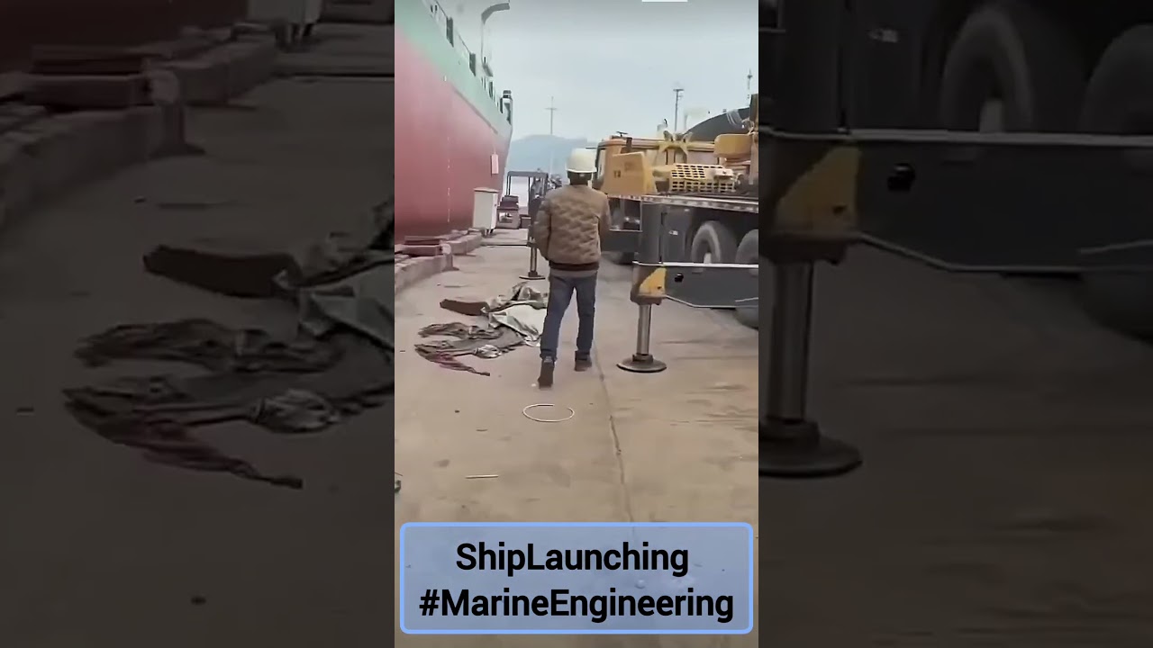 ship launching using heavy-duty airbags 🛞 that roll the vessel smoothly from land to water 🧱➡️🌊