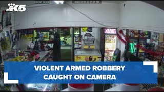 Violent armed robbery caught on camera