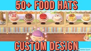 50 + FOOD HATS CUSTOM DESIGN IN ANIMAL CROSSING NEW HORIZONS - CAKE CURRY RAMEN BURGER PIZZA