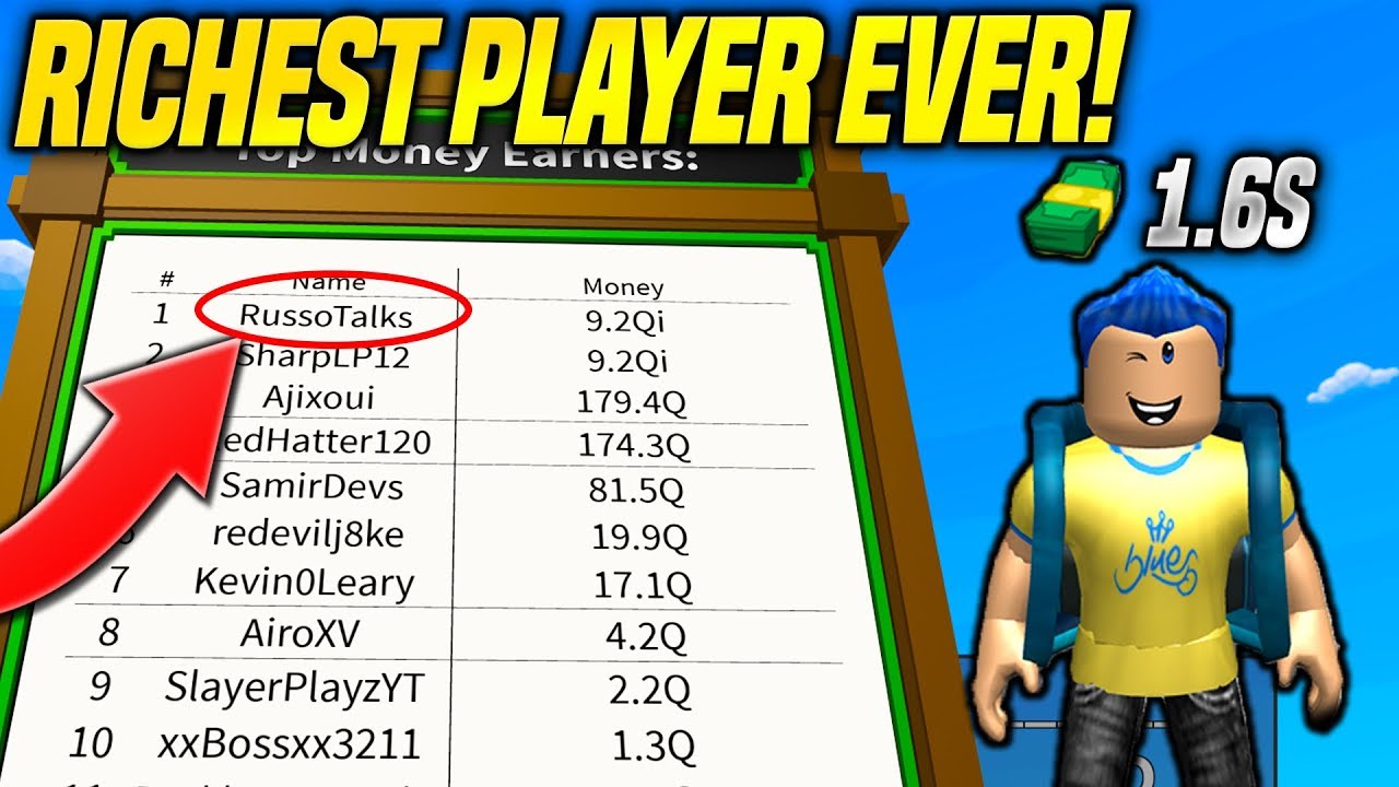 I M The Richest Player In Billionaire Simulator Number One On Leaderboards Roblox Youtube - becoming the 1 richest player in roblox