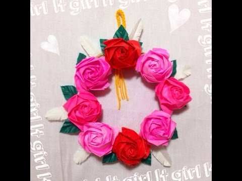 仰向け寝たきりで折り薔薇 The Wreath Of A Origami Rose Youtube