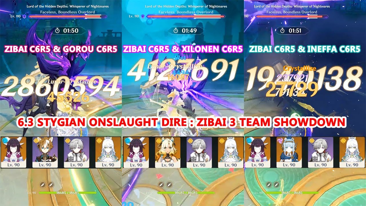 Zibai C6R5 & Illuga C6 : Gorou C6R5 vs Xilonen C6R5 vs Ineffa C6R5 : 6.3 Stygian Dire Showdown