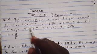 PHY 102 LASU PQ Electromagnetic Waves explained | Application of Maxwell's equation| Wavelength.