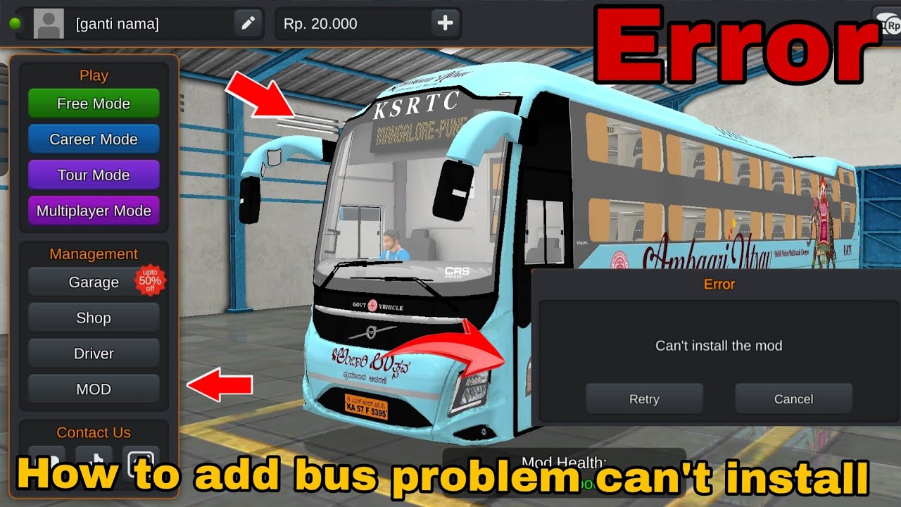 How to add 9600 bus 🚌 can't install the mod solution good #bussid # ...