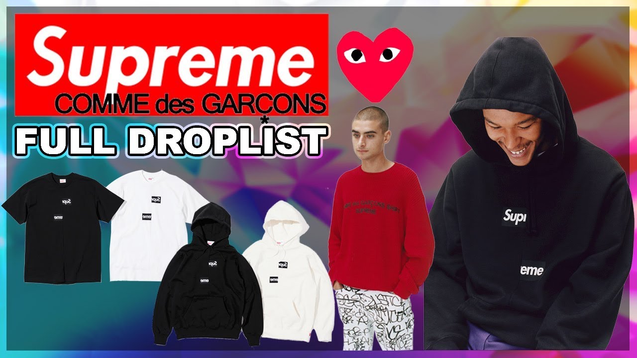 SUPREME X COMME DES GARCONS FULL DROPLIST - YouTube