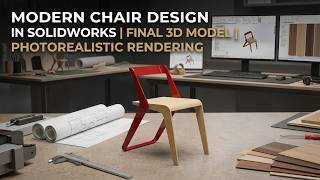 Modern Chair Design in SolidWorks | Final 3D Model | Motion Study Rotation | Photorealistic Render