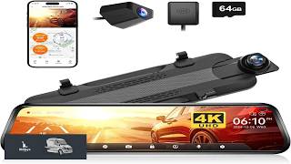 WOLFBOX G930 10'' Rear View Mirror Camera with 5.8GHz WiFi 4K Dash