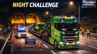 😱 야간 터널 탈출! 🌙🚛 경찰이 내 무거운 화물을 멈춰 세웠어요 😨🚨 | 유럽 트럭 운전사 3 | 아베이 타이쿤 | screenshot 3