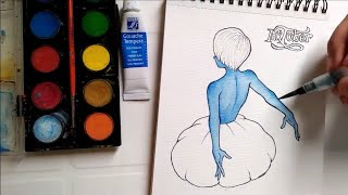 Speed Painting Blue Pearl with watercolor