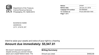 How to Understand your CP297 Notice (Intent to seize assets and notice of your right to a hearing)