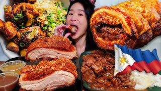 CRISPY BAGNET! Filipino Ilocano Fried Pork Belly & Chicken Adobo - Pinoy Food Mukbang w/ ASMR