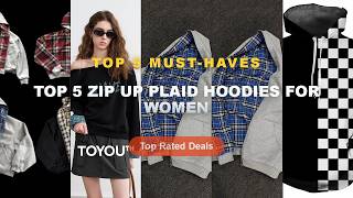 Cheap & Best Top 5 Zip Up Plaid Hoodies For Women Unboxing & Review - 3D Printed Checkerboard Plaid