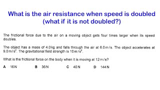 2023Spp1Q3 Find Air Resistance Of Ball When Speed Doubles What If Speed Is Not Doubled?