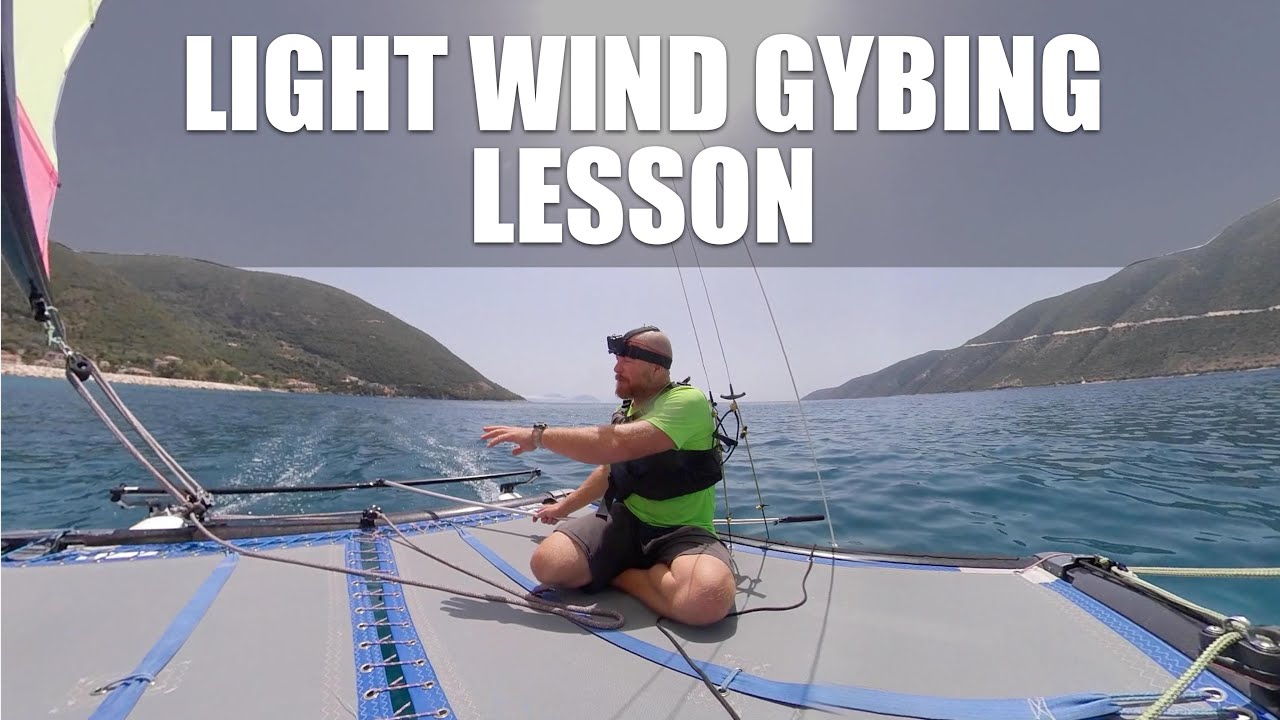 Catamaran Lesson light wind gybing Hobiecat 16