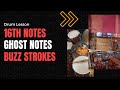16th notes hihat ghost notes  buzz strokes  funk drumming lesson