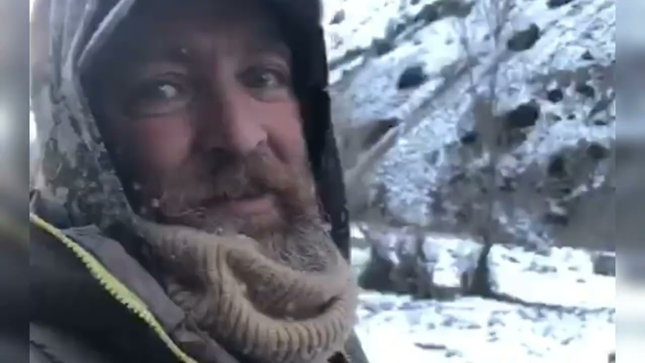 Barefoot Crossing the freezing cold water while hunting 🥶