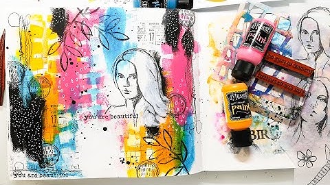 Mixed Media Art Journal Tutorial - Stencil Background with Dylusions Paints