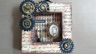 DIY: Steampunk Shadow Box - Treasure You A small wooden shadow box! I had some trouble getting the tissuepaper just right & it still isn