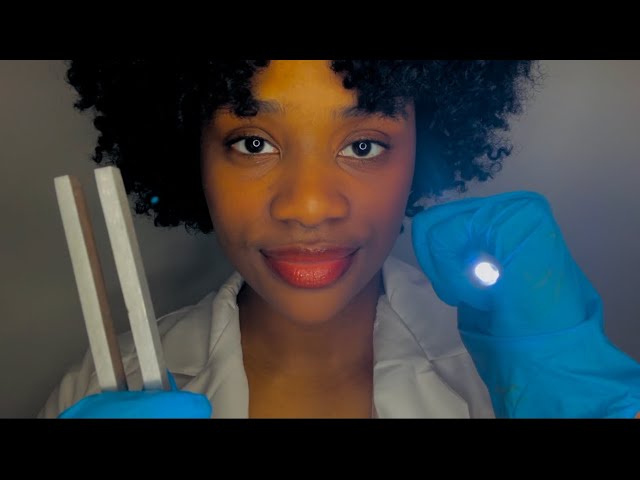 ASMR | EAR EXAM - EAR CLEANING AND HEARING TEST (close up, ear to ear, rinsing, whispering, tingles)