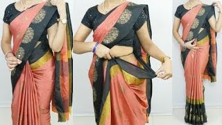 Beautiful Simple Border Saree D Style For Beginners Easy & Perfect Way To Saree Wearing