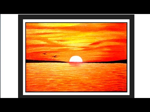 How To Make Beautiful Sunrise Painting With Colour Pencil/ Realistic  Painting Step By Step/ - Youtube