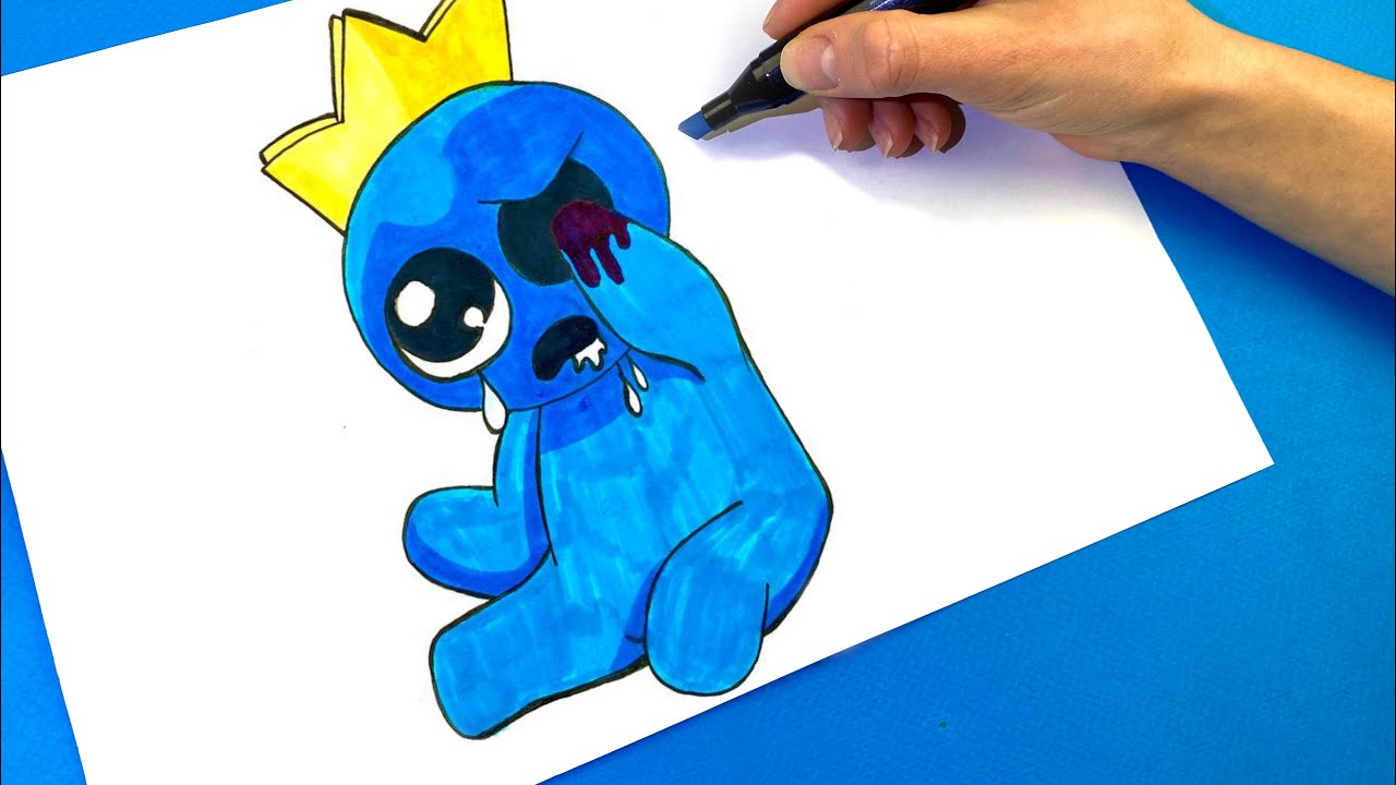 How to Draw Baby Blue from Rainbow Friends - Roblox Drawing 