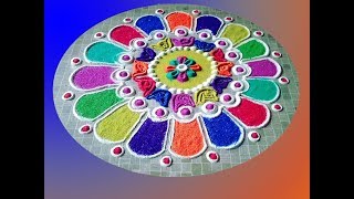 Colourful rangoli design 8 || simple easy rangoli designs ||