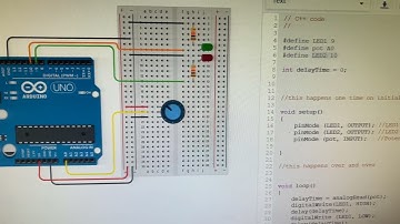 TinkerCad Potentiometer with 2 LEDs