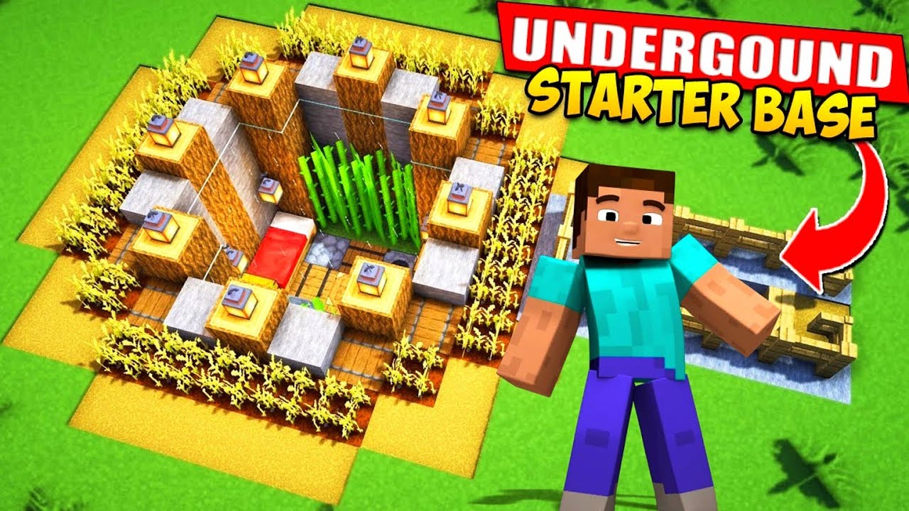 ⛏️ Minecraft : STARTER Underground House 🏡 [Build Tutorial for Survival ...