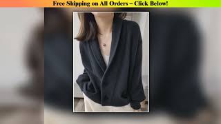 100% pure cashmere cardigan female V-neck loose lazy wind sweater coat lapels thickened in autumn 100% pure cashmere cardigan female V-neck loose lazy wind sweater coat lapels thickened in autumn