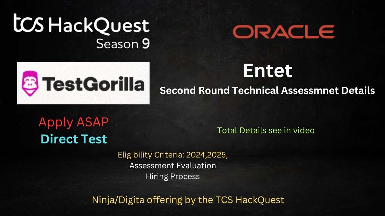 Entet Technical Assessment Second Round || TCS HackQuest Details ...