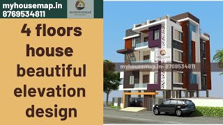 elevation design for 4 story beautiful house | 2340 sqft home design