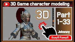 33 | 3D Game Character Modeling tutorial | zbrush & 3dmax | Seven Knights EVAN female Ver |
